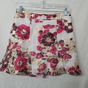 Habit Sz Small Floral Rose Gold Mini Skirt Y2k Style Sheer Festival Cottagecore